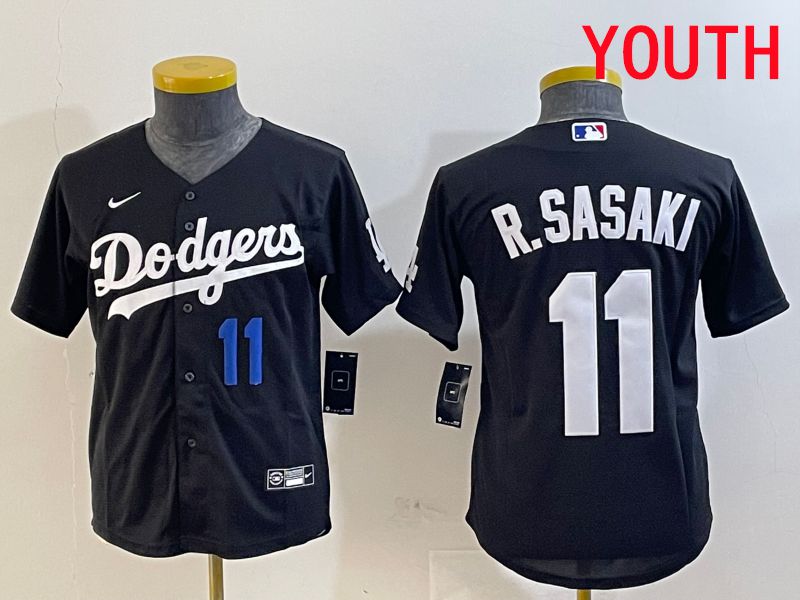 Youth Los Angeles Dodgers #11 R.Sasaki Black Game 2025 Nike MLB Jersey style 5
